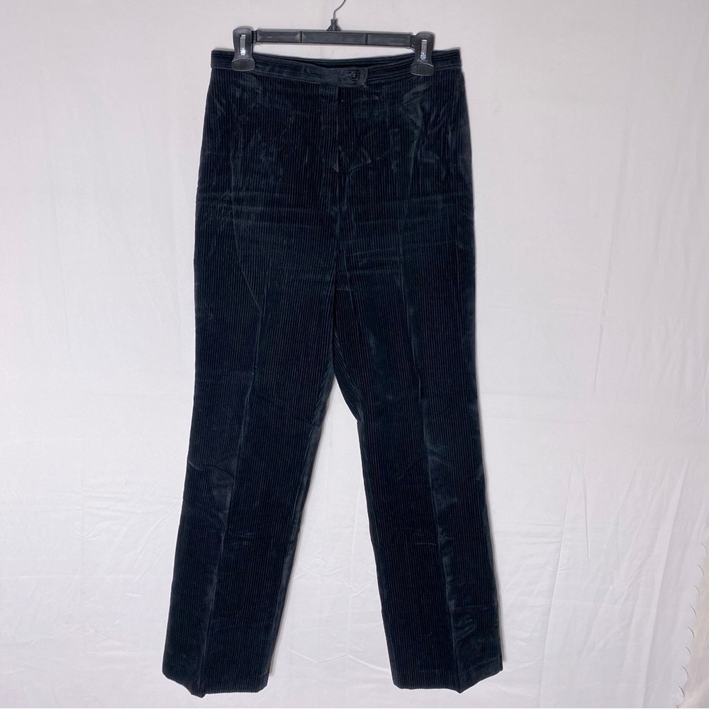 Vintage Black High Rise Straight Leg Corduroy Pants 28 Dadcore Academia Grandpa